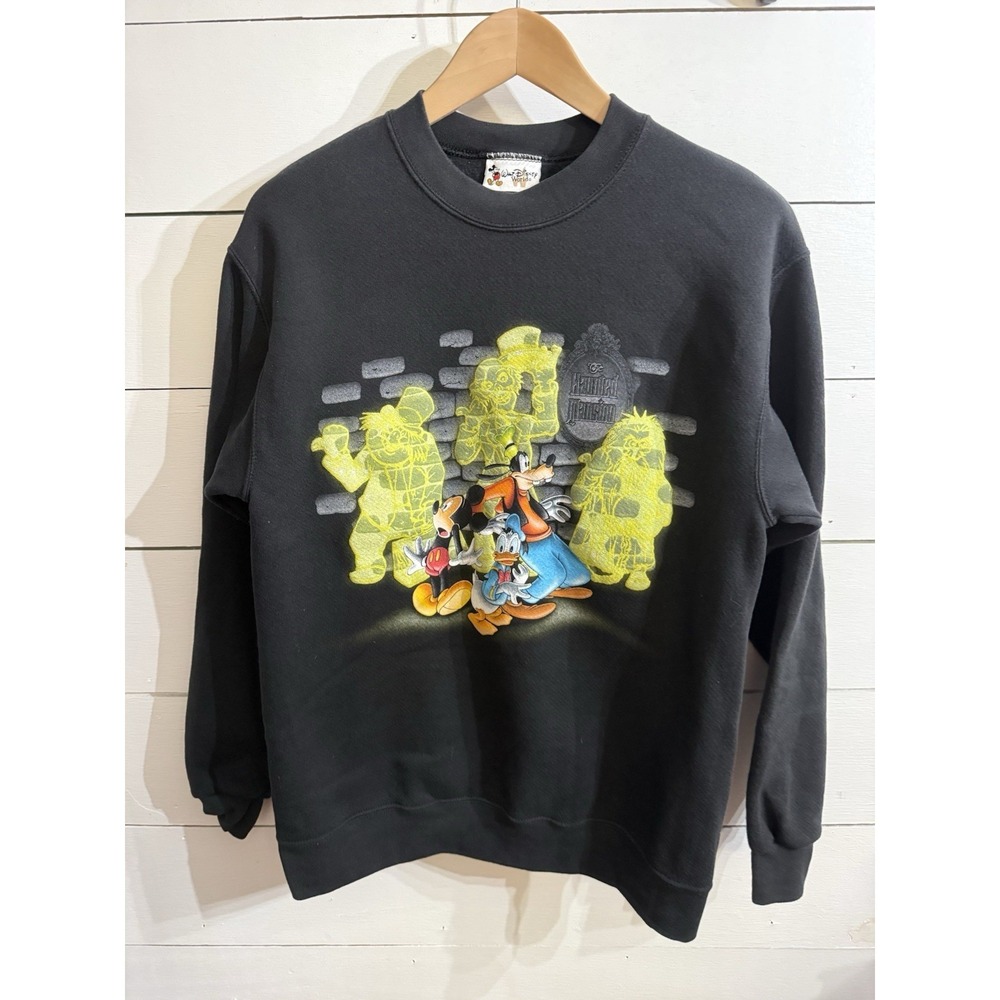 VTG Disney Haunted Mansion Hitchhiking Ghosts Sweatshirt GLOW IN THE DARK S/M